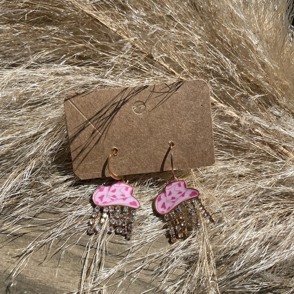 Cowgirl Rhinestone Dangle Earrings - Picture 4 of 5